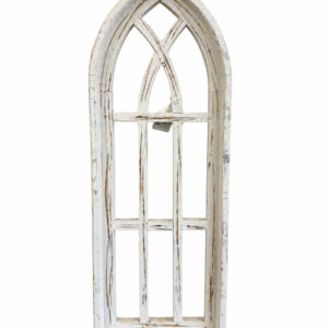 Distressed White Gothic Arch Window Wall Panel