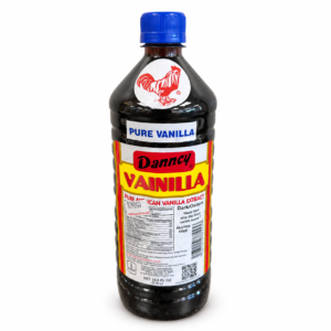 Large 1-liter bottle of Dancy Dark Pure Mexican Vanilla Extract with blue cap and red rooster logo