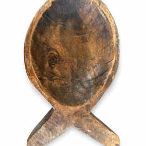 Footed Rustic Carved Wood Decorative Bowl