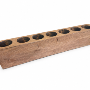 Long Rustic Wood Seven-Candle Holder