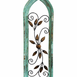 Turquoise Wood & Metal Floral Wall Panel
