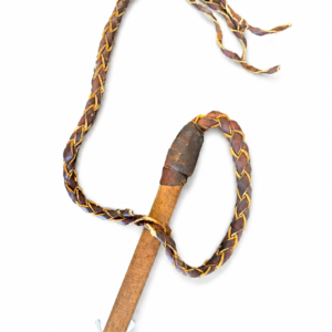 Vintage-Style Braided Leather & Wood Riding Whip