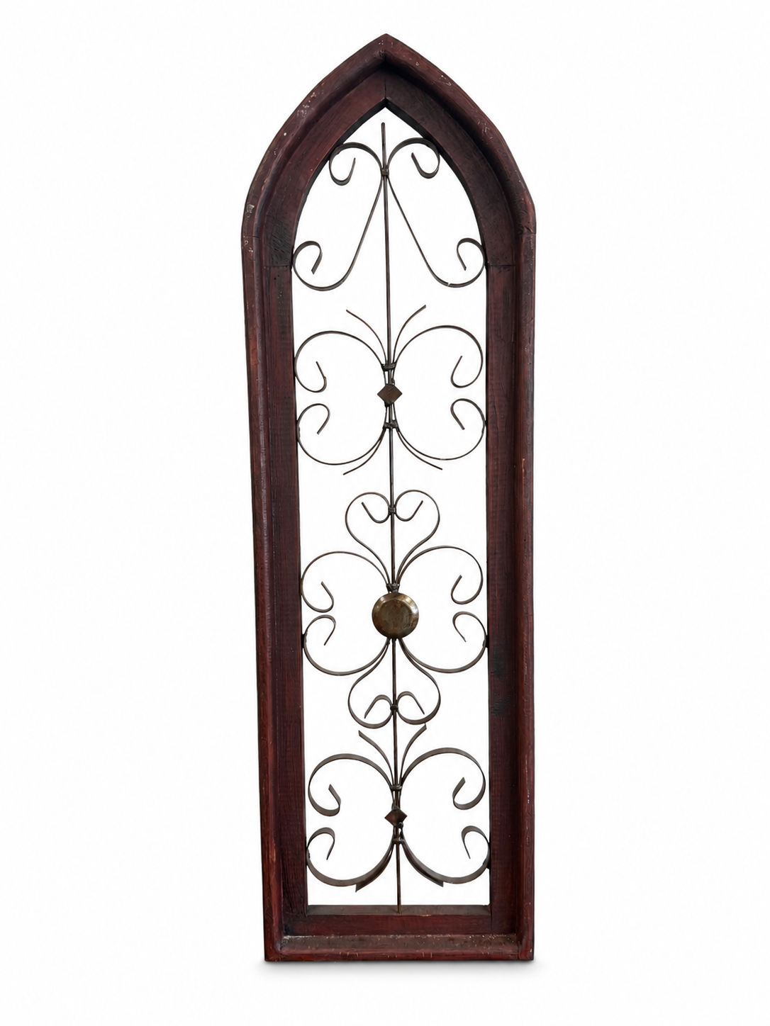 Distressed Brown Arch Scrollwork Wall Panel
