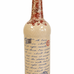 Cream & Red Script Ceramic Bottle Vase