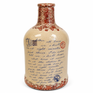 Cream & Red Script Ceramic Bottle Vase