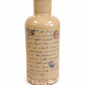Cream & Red Script Ceramic Bottle Vase