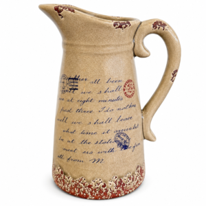 Cream & Red Script Ceramic Bottle Vase