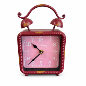 Distressed Red Metal Table Clock