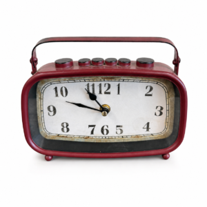 Distressed Red Metal Retro Table Clock