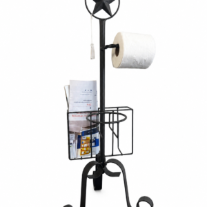 Black Metal Texas Star Toilet Paper & Magazine Holder