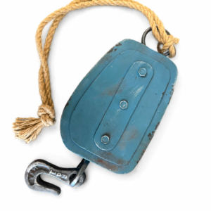 Blue Metal Pulley with Rope and Hook