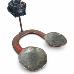 Handcrafted Metal Rose Double Candle Holder