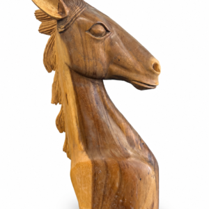 Hand-Carved Wooden Horse Head Sculpture