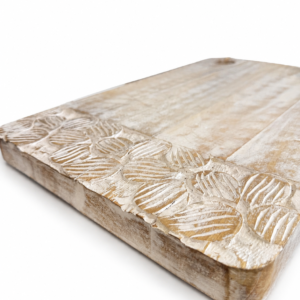 Whitewashed Carved Wood Serving Board