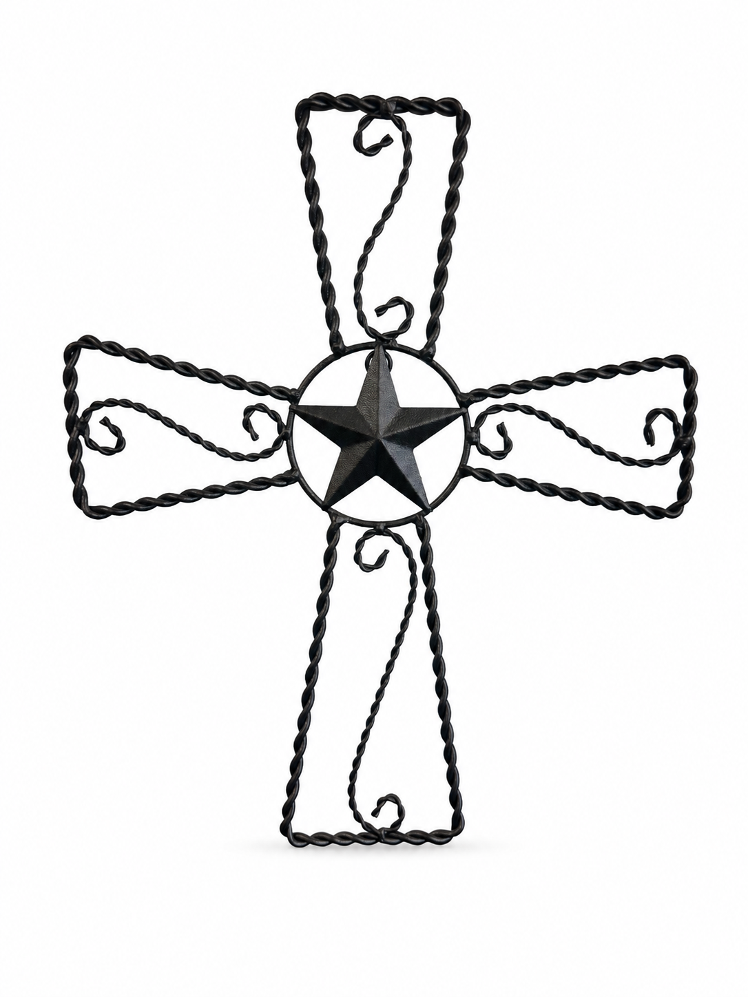 Black Wrought Iron Cross with Texas Star