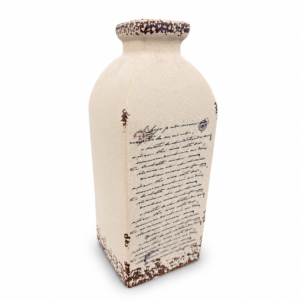 Distressed Ivory Script Ceramic Vase