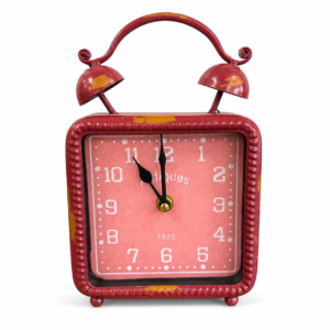 Distressed Red Antique-Style Table Clock