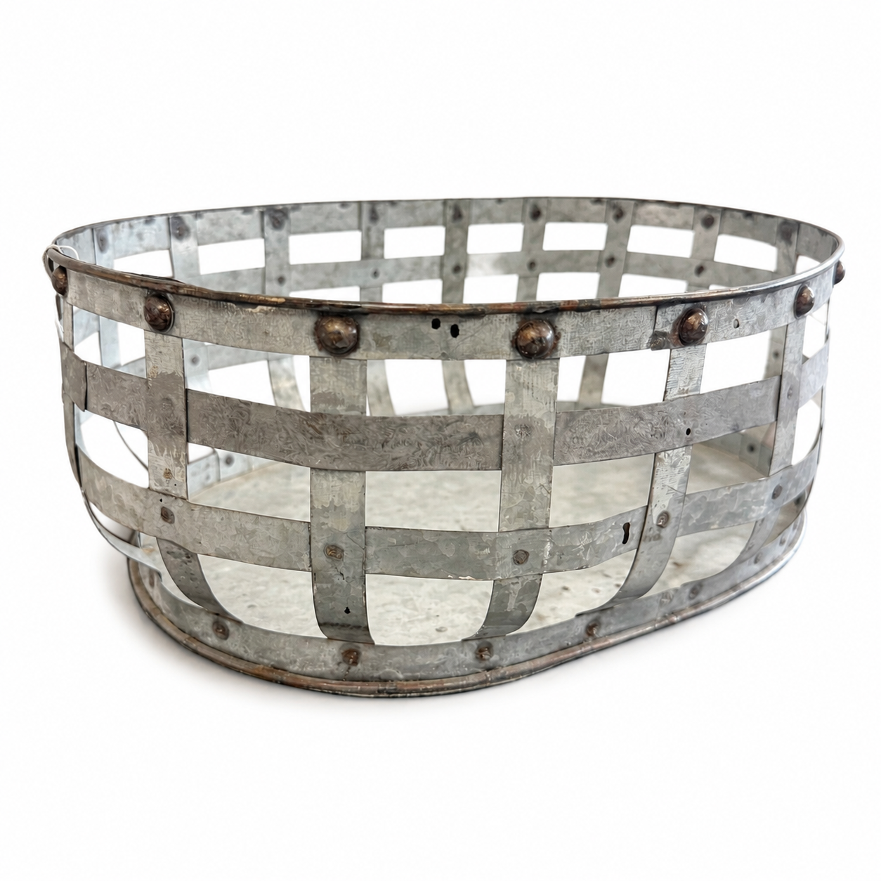Farmhouse Galvanized Metal Decorative Basket - Image 2