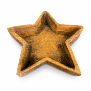 Carved Wood Star-Shaped Decorative Bowl