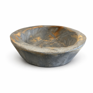 Gray Carved Wood Bowl