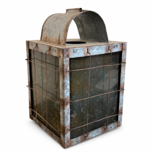 Industrial Galvanized Metal & Glass Lantern
