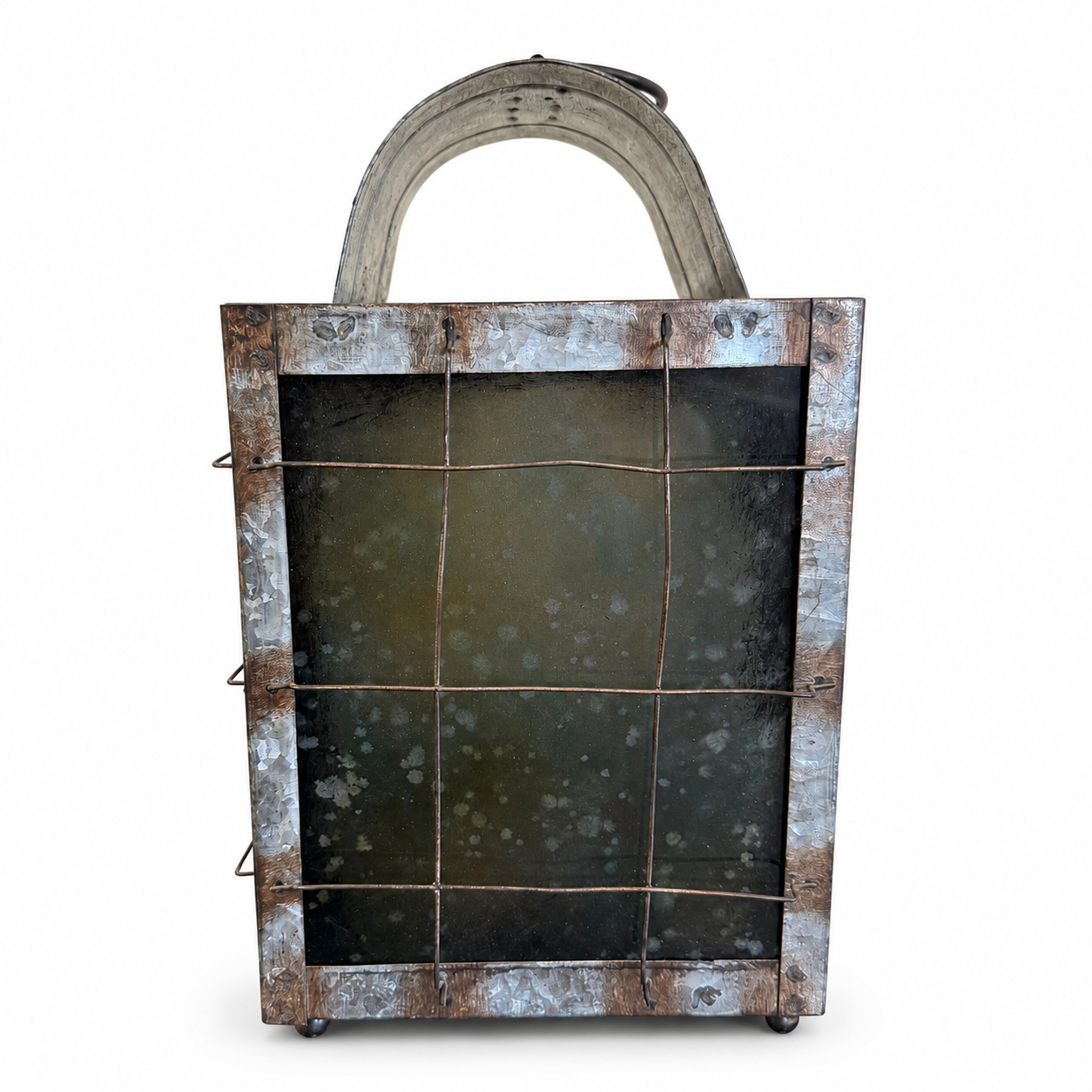 Industrial Galvanized Metal & Glass Lantern