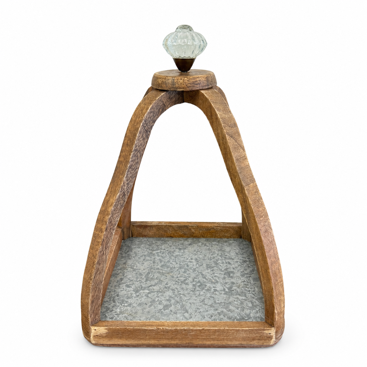 Rustic Wood & Galvanized Metal Lantern - Image 2