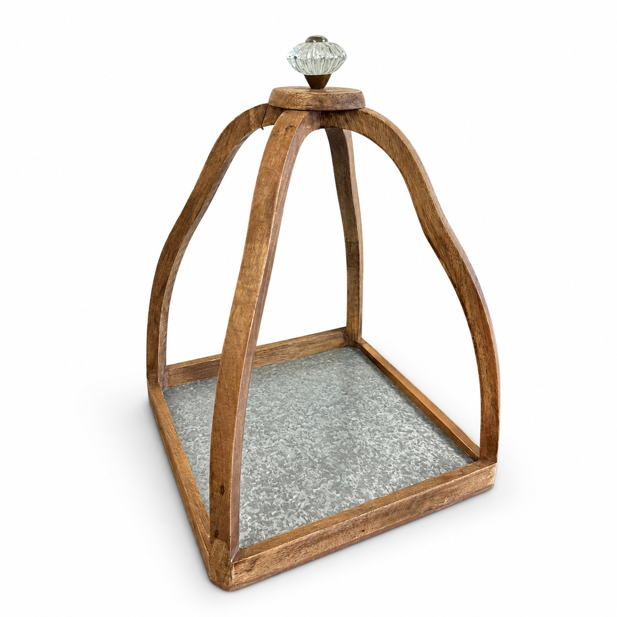 Rustic Wood & Galvanized Metal Lantern - Image 3