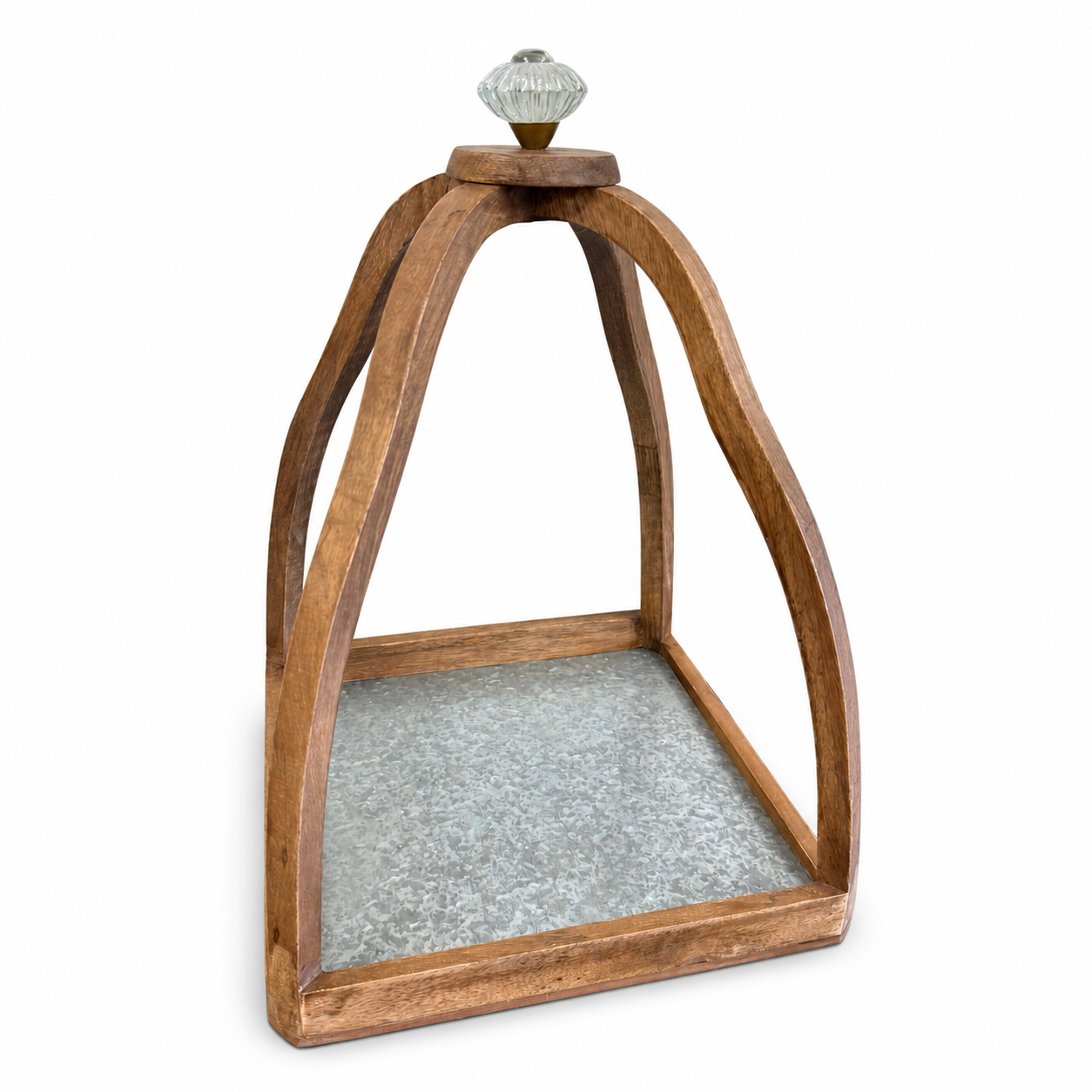 Rustic Wood & Galvanized Metal Lantern - Image 4