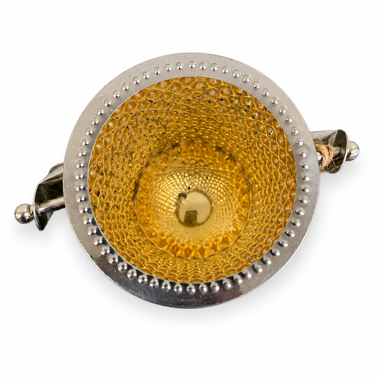 Silver Glass Lantern with Rope Handle - Image 2