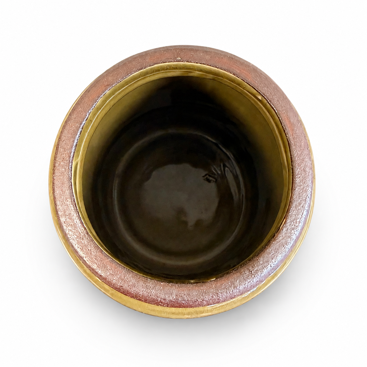 Mustard yellow ceramic decorative vase with brown lettering that reads Enjoy the Little Things.