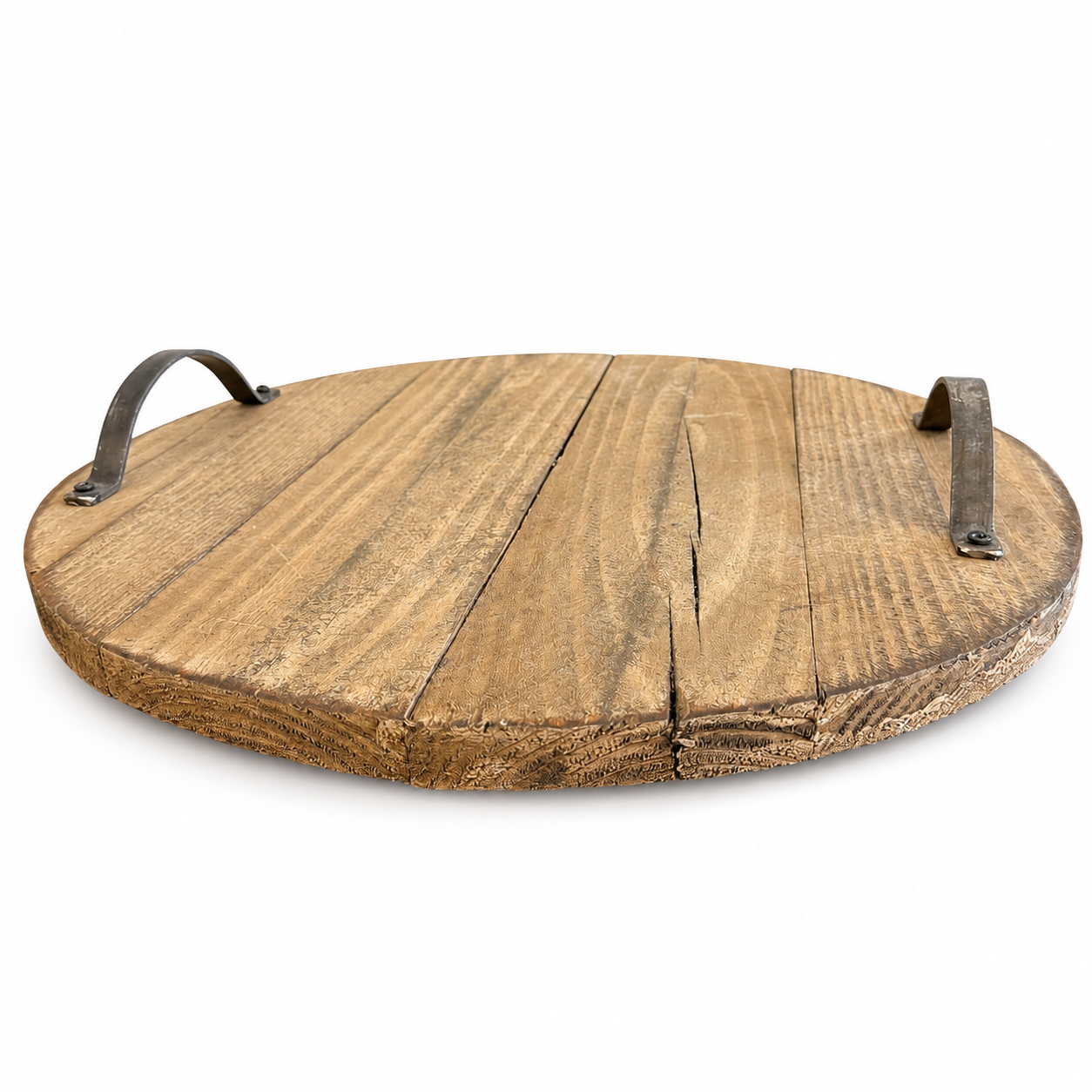 Round Wood Decorative Serving Tray - Image 2