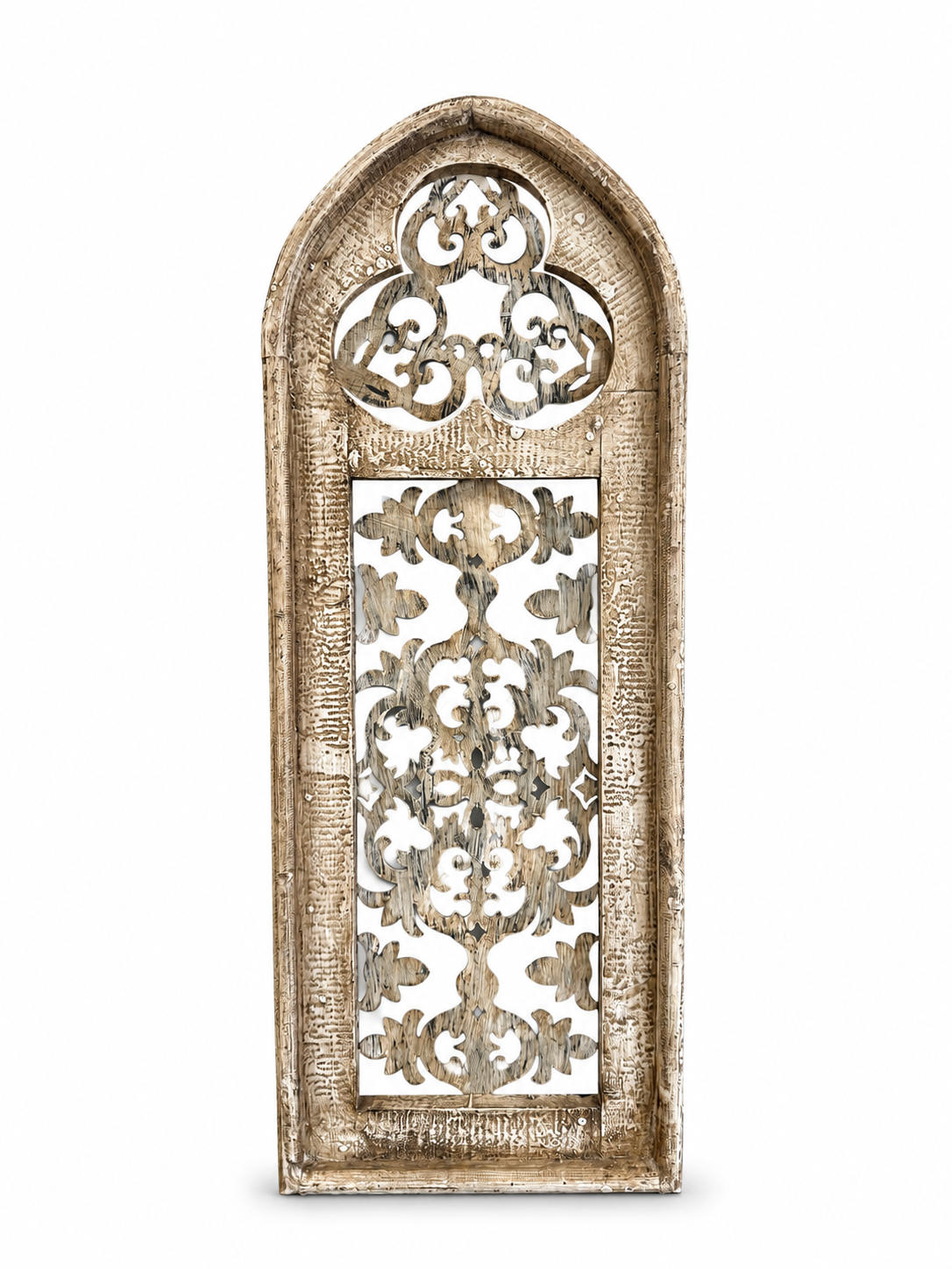 Distressed Carved Wood Architectural Wall Panel
